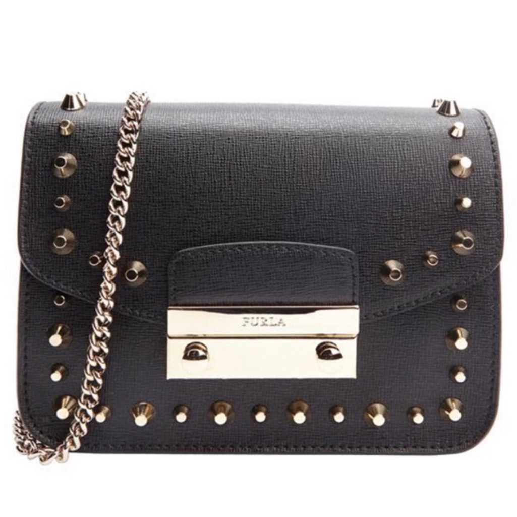 Nwt Furla Mini Gold Studded Julia Handbag